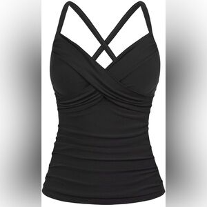 Women's Underwire Tankini Push Up Swim Top Ruched Tummy Control Size 8 NWOT